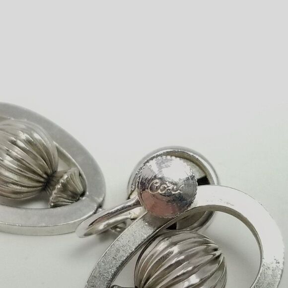 Vintage Coro Dangle Clip On Earrings Mid-century Style Design, Retro Estate - Picture 3 of 6